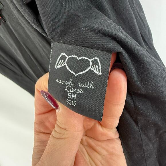 Hell Bunny Floral Skull Corset Top Pink Red Black Lace Up Gothic Punk Sexy Small - Picture 5 of 5